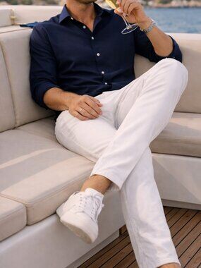 Canali Black Edition Slim Fit White Pants